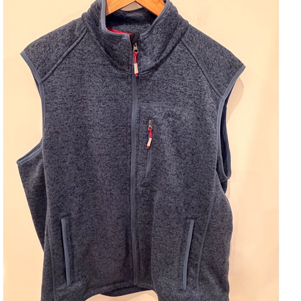 Orvis Denali Sweater Fleece Vest Mens Full Zip Blue Gray Outdoor Hiking